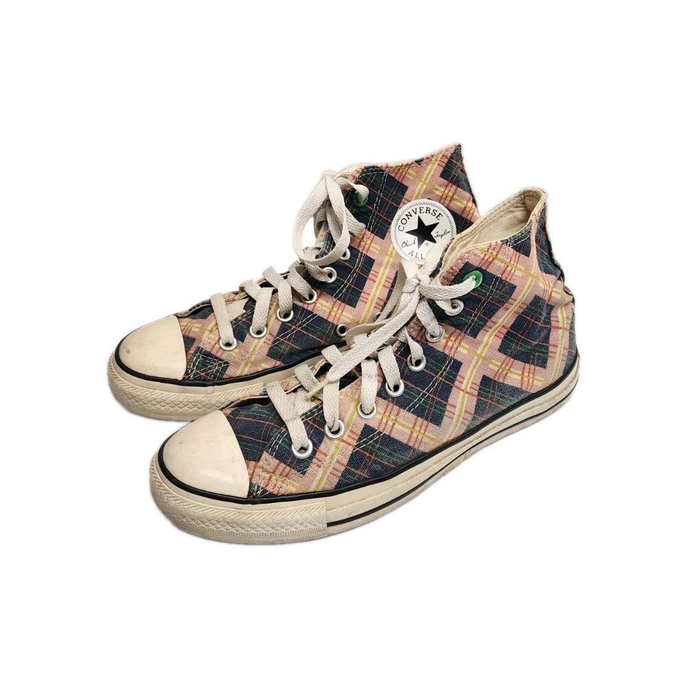 Converse Chuck Taylor All Star High Top Sneakers Woman's Size 7 Black Pink Plaid